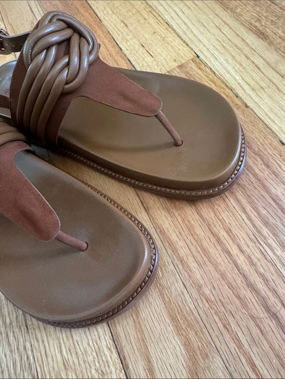 Alexandre Birman Vicky Thong Sandals Flats Espresso Nude Brown Leather 41 10